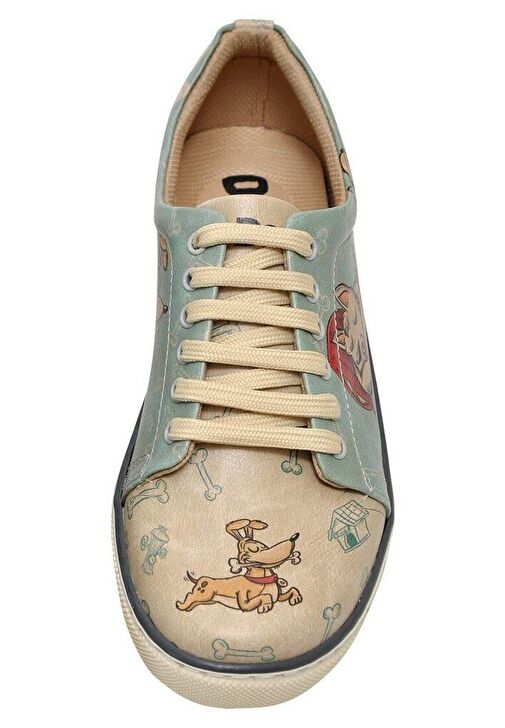 Erkek Vegan Deri Bej Sneakers - Lion King Tasarım - Görsel 7