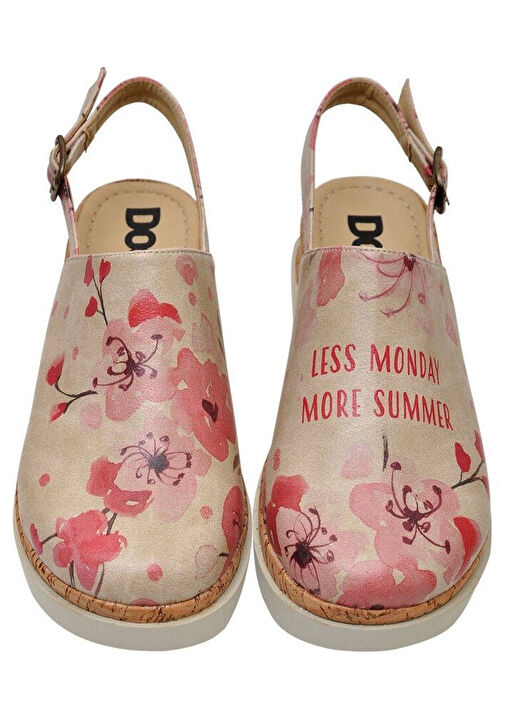 Kadın Vegan Deri Bej Kalın Taban Sandalet - More Summer Tasarım - Görsel 3