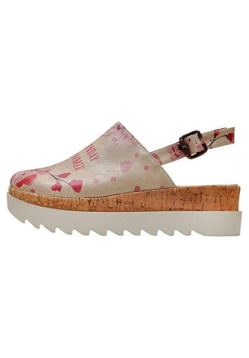 Kadın Vegan Deri Bej Kalın Taban Sandalet - More Summer Tasarım - Görsel 5