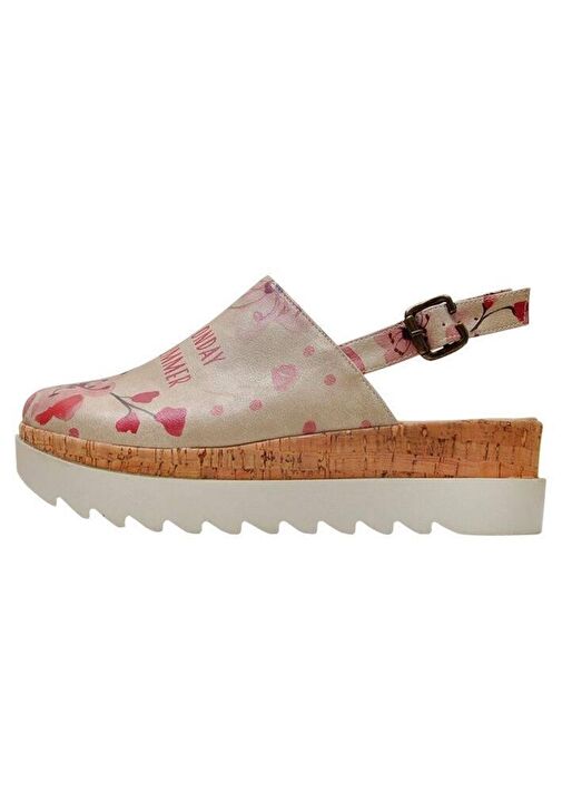 Kadın Vegan Deri Bej Kalın Taban Sandalet - More Summer Tasarım - Görsel 6