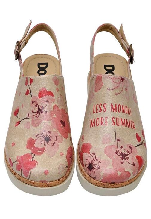 Kadın Vegan Deri Bej Kalın Taban Sandalet - More Summer Tasarım - Görsel 8