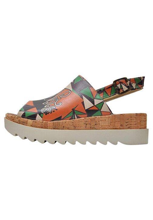Kadın Vegan Deri Çok Renkli Kalın Taban Sandalet - Little Fox Nest Tasarım - Görsel 4
