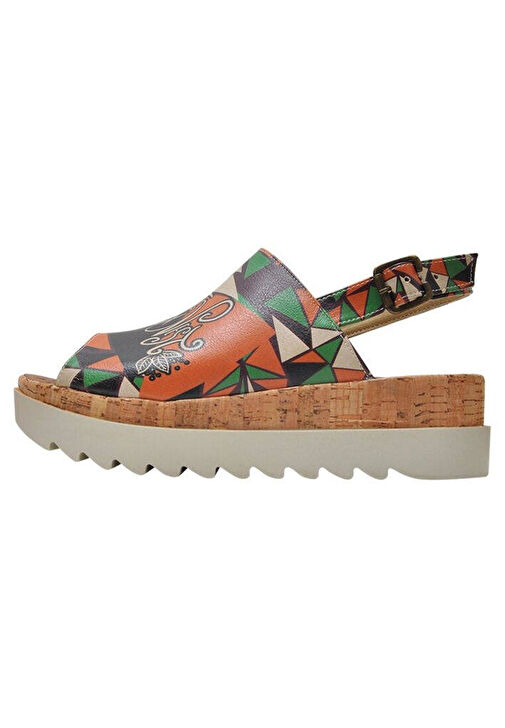 Kadın Vegan Deri Çok Renkli Kalın Taban Sandalet - Little Fox Nest Tasarım - Görsel 5
