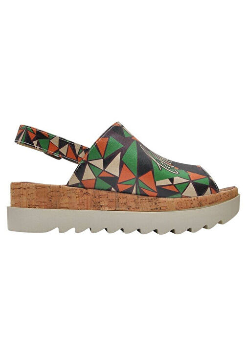 Kadın Vegan Deri Çok Renkli Kalın Taban Sandalet - Little Fox Nest Tasarım - Görsel 7
