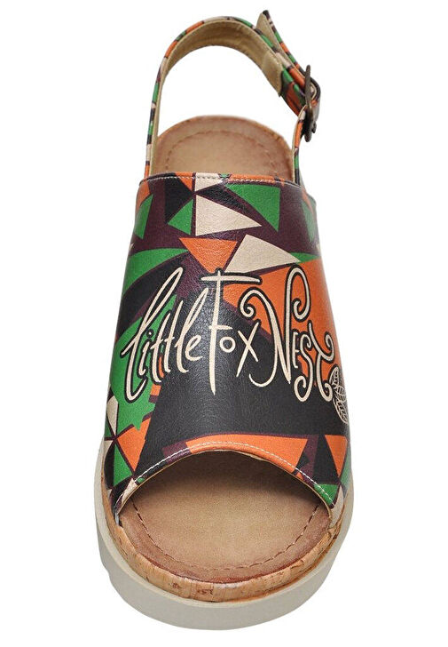 Kadın Vegan Deri Çok Renkli Kalın Taban Sandalet - Little Fox Nest Tasarım - Görsel 9