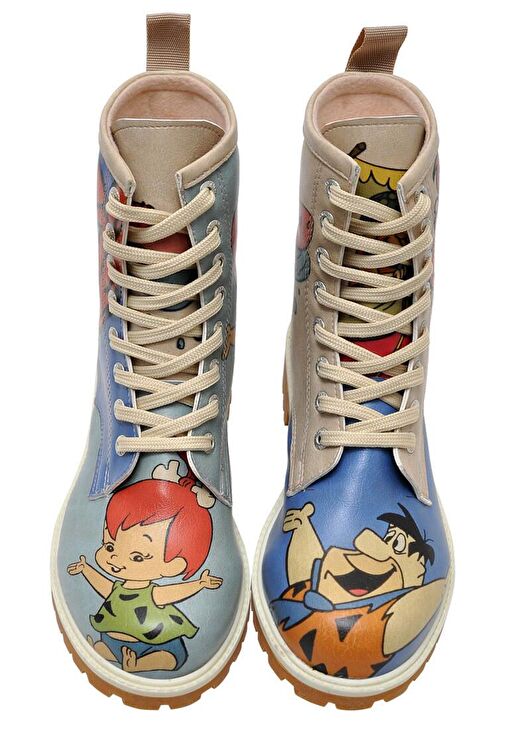 Kadın Vegan Deri Çok Renkli Uzun Bot - Warner Bros Family Rocks Çakmaktaşlar Tasarım - Görsel 4