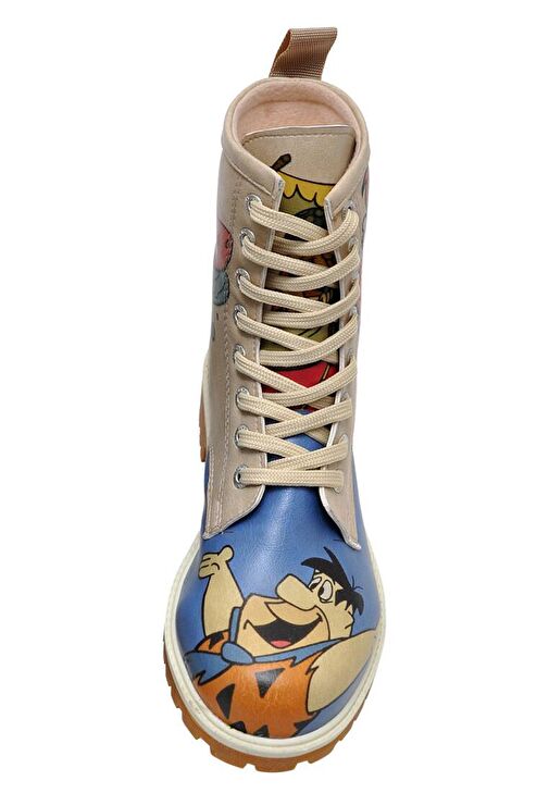 Kadın Vegan Deri Çok Renkli Uzun Bot - Warner Bros Family Rocks Çakmaktaşlar Tasarım - Görsel 7