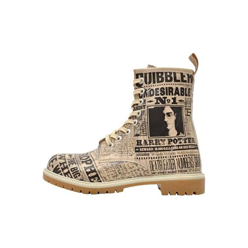 Kadın Vegan Deri Bej Uzun Bot - Warner Bros Daily Prophet Harry Potter Tasarım - Görsel 2