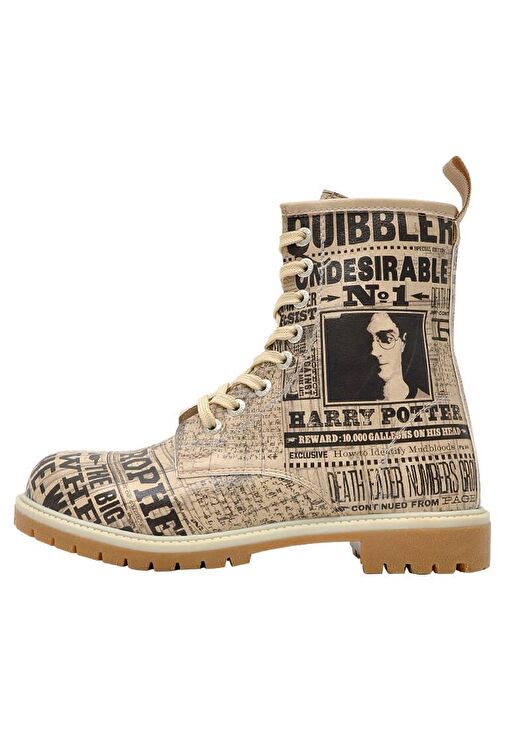 Kadın Vegan Deri Bej Uzun Bot - Warner Bros Daily Prophet Harry Potter Tasarım - Görsel 4