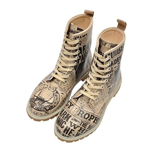 Kadın Vegan Deri Bej Uzun Bot - Warner Bros Daily Prophet Harry Potter Tasarım - Görsel 6