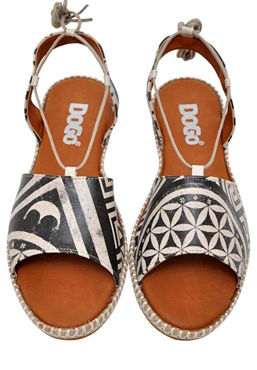 Kadın Vegan Deri Siyah Bağcıklı Sandalet - Mosaics Tasarım - Görsel 3