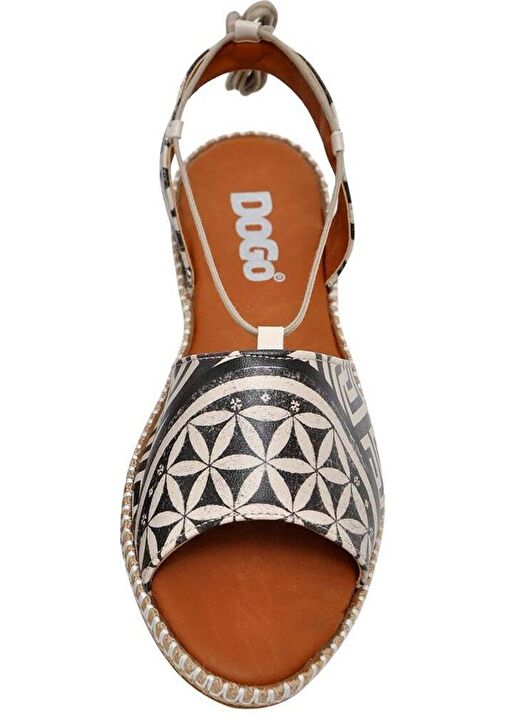 Kadın Vegan Deri Siyah Bağcıklı Sandalet - Mosaics Tasarım - Görsel 6