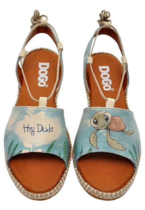 Kadın Vegan Deri Mavi Bağcıklı Sandalet - Caretta-Hey Dude Tasarım - Görsel 6