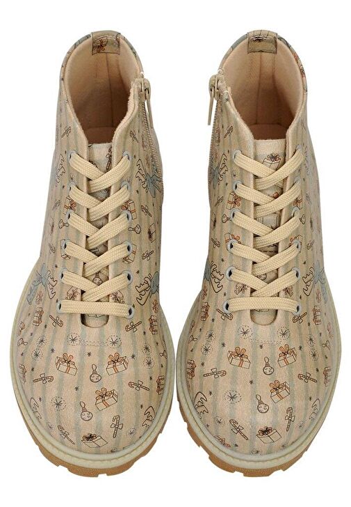 Kadın Vegan Deri Bej Fermuarlı Kısa Bot - Deer Xmass Tasarım - Görsel 5