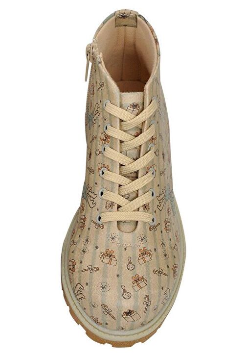 Kadın Vegan Deri Bej Fermuarlı Kısa Bot - Deer Xmass Tasarım - Görsel 6