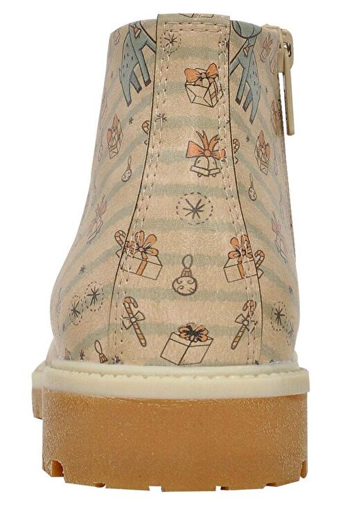 Kadın Vegan Deri Bej Fermuarlı Kısa Bot - Deer Xmass Tasarım - Görsel 7