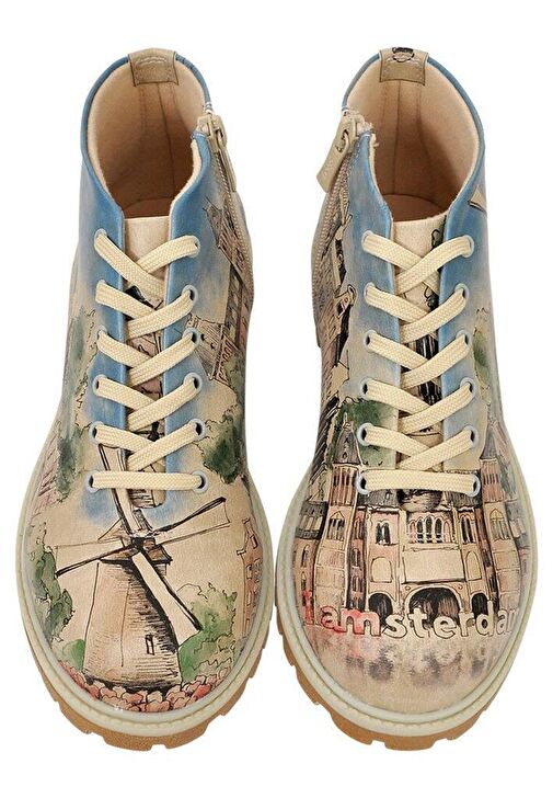 Kadın Vegan Deri Çok Renkli Fermuarlı Kısa Bot - Little by Little one Travels Far Tasarım - Görsel 5