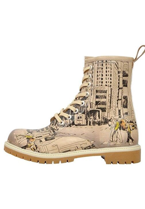 Kadın Vegan Deri Bej Uzun Bot - One way only Tasarım - Görsel 4