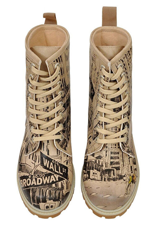 Kadın Vegan Deri Bej Uzun Bot - One way only Tasarım - Görsel 5