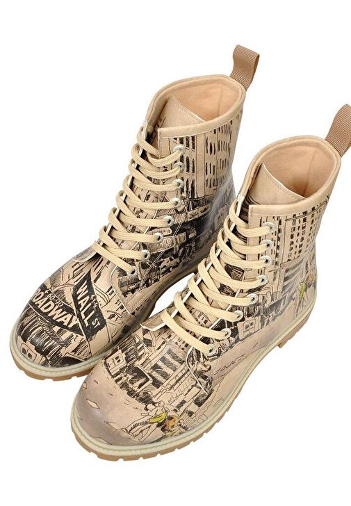 Kadın Vegan Deri Bej Uzun Bot - One way only Tasarım - Görsel 6