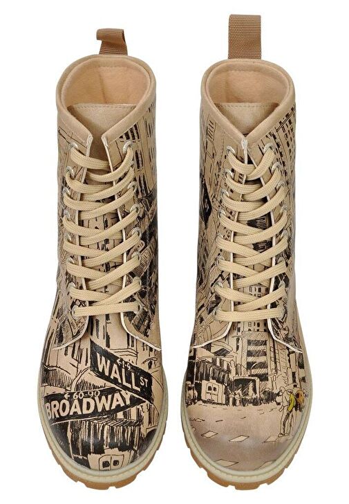 Kadın Vegan Deri Bej Uzun Bot - One way only Tasarım - Görsel 8