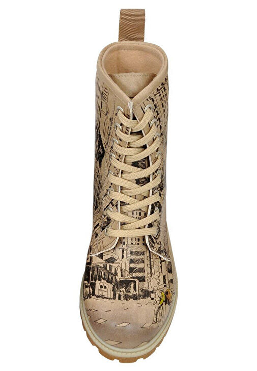 Kadın Vegan Deri Bej Uzun Bot - One way only Tasarım - Görsel 9