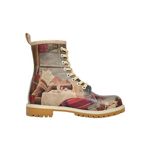 Kadın Vegan Deri Kırmızı Uzun Bot - Scottish Dining Car Tasarım - Görsel 7