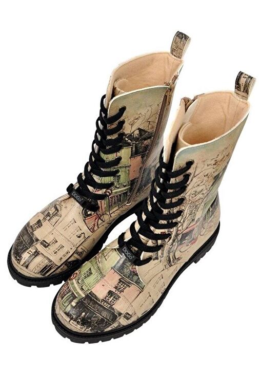 Kadın Vegan Deri Bej Fermuarlı Uzun Bot - Bonjour Paris Tasarım - Görsel 2