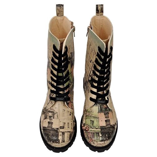 Kadın Vegan Deri Bej Fermuarlı Uzun Bot - Bonjour Paris Tasarım - Görsel 5