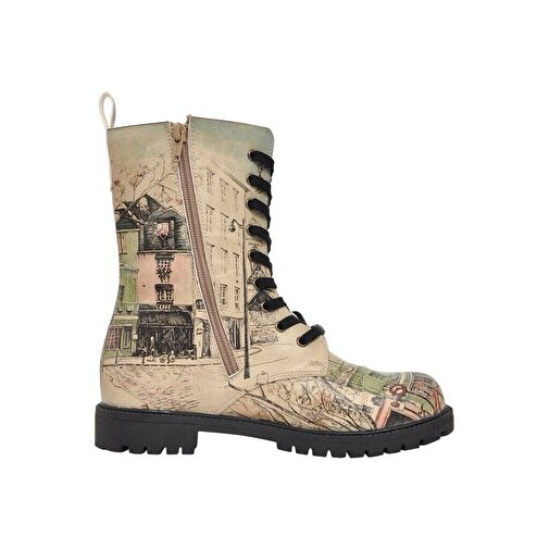 Kadın Vegan Deri Bej Fermuarlı Uzun Bot - Bonjour Paris Tasarım - Görsel 7