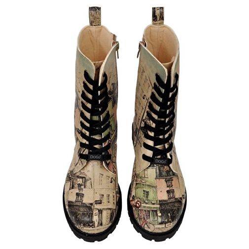 Kadın Vegan Deri Bej Fermuarlı Uzun Bot - Bonjour Paris Tasarım - Görsel 8