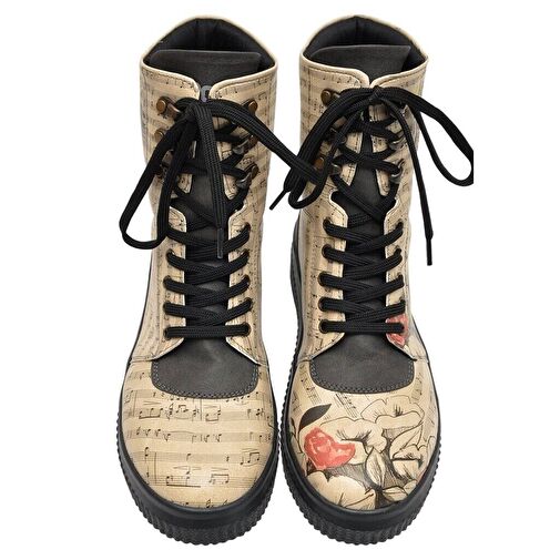 Kadın Vegan Deri Bej Uzun Bot - Music on World off Tasarım - Görsel 5