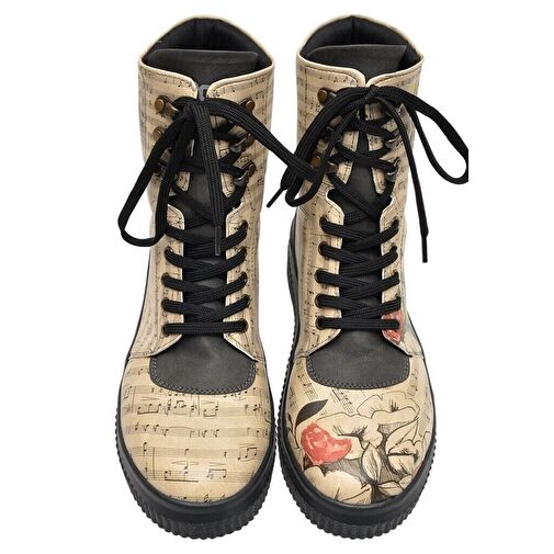 Kadın Vegan Deri Bej Uzun Bot - Music on World off Tasarım - Görsel 8