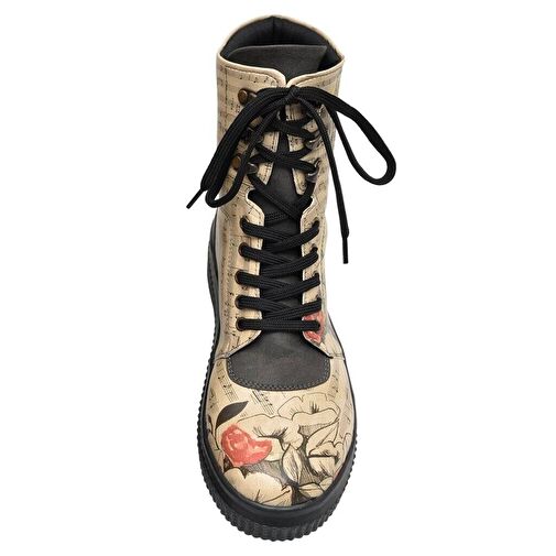 Kadın Vegan Deri Bej Uzun Bot - Music on World off Tasarım - Görsel 9