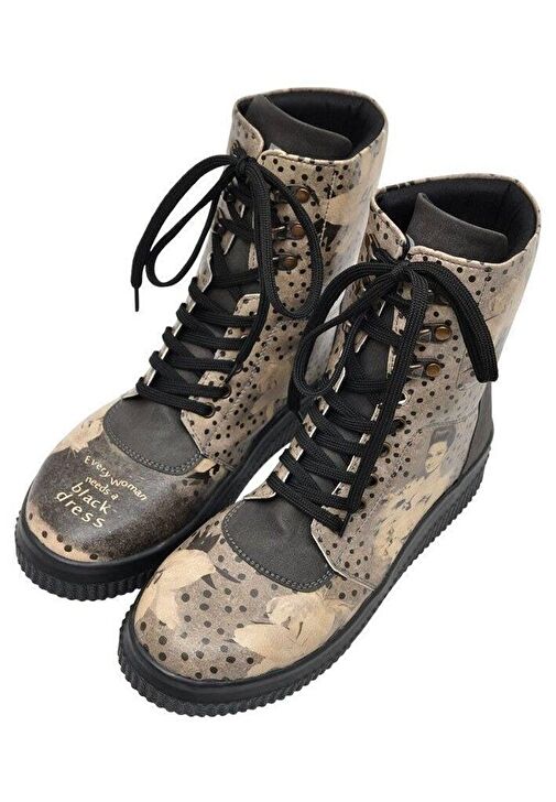 Kadın Vegan Deri Gri Uzun Bot - Black Dress Tasarım - Görsel 4