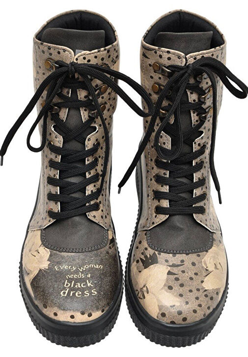 Kadın Vegan Deri Gri Uzun Bot - Black Dress Tasarım - Görsel 5