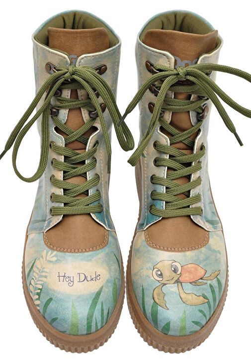 Kadın Vegan Deri Turkuaz Uzun Bot - Hey Dude Tasarım - Görsel 4