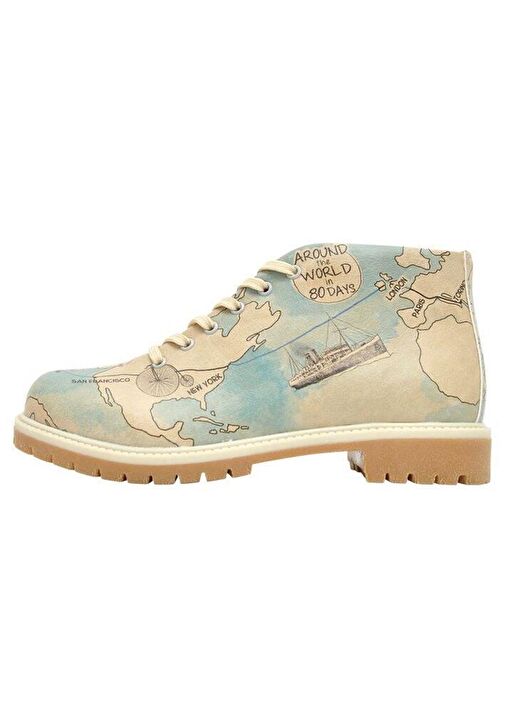 Kadın Vegan Deri Bej Fermuarlı Kısa Bot - Around the World Tasarım - Görsel 2