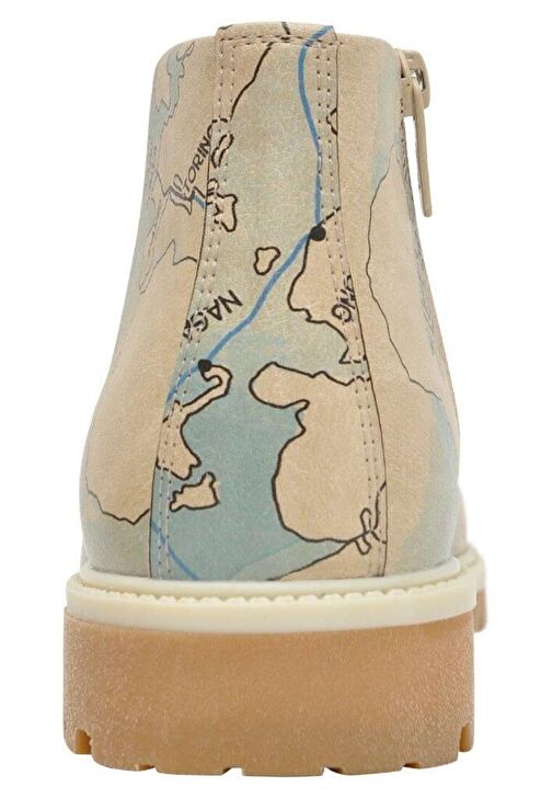 Kadın Vegan Deri Bej Fermuarlı Kısa Bot - Around the World Tasarım - Görsel 7