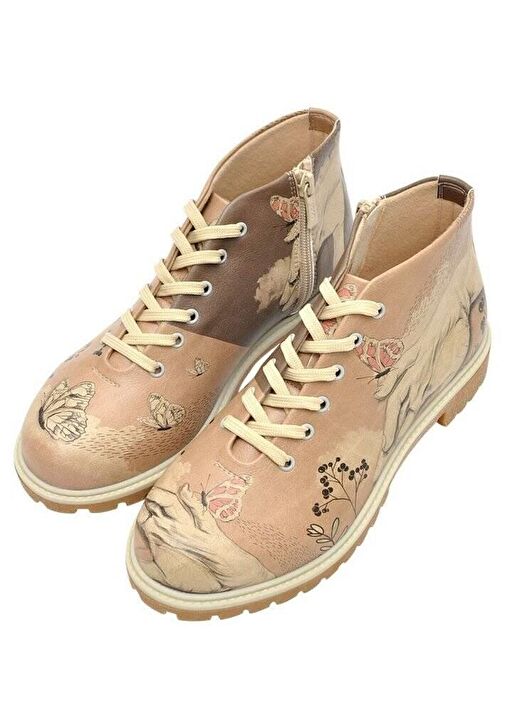 Kadın Vegan Deri Kahverengi Fermuarlı Kısa Bot - Lady Butterfly Tasarım - Görsel 3