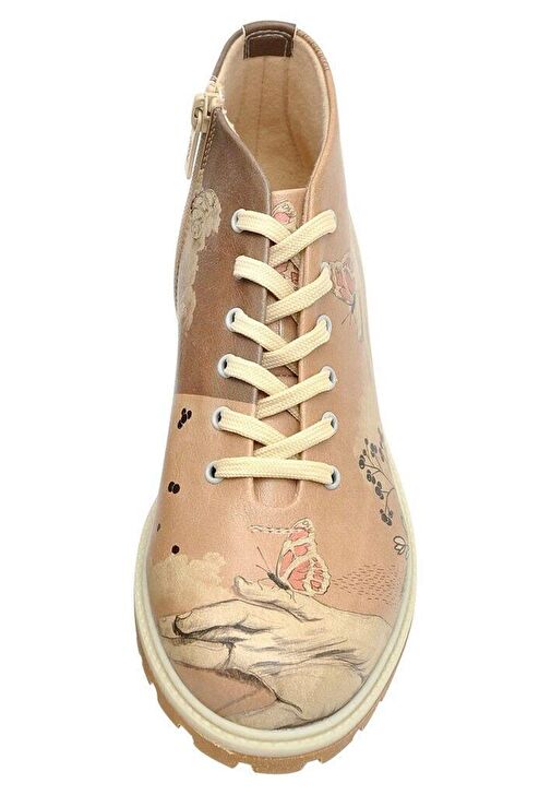 Kadın Vegan Deri Kahverengi Fermuarlı Kısa Bot - Lady Butterfly Tasarım - Görsel 6