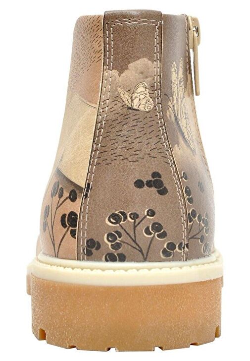 Kadın Vegan Deri Kahverengi Fermuarlı Kısa Bot - Lady Butterfly Tasarım - Görsel 7