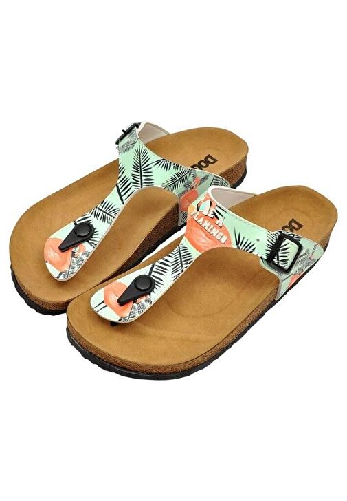 Kadın Vegan Deri Turkuaz Parmak Arası Terlik - Be a Flamingo Tasarım - Görsel 3