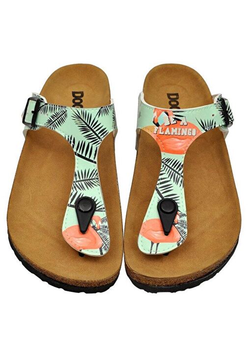Kadın Vegan Deri Turkuaz Parmak Arası Terlik - Be a Flamingo Tasarım - Görsel 4