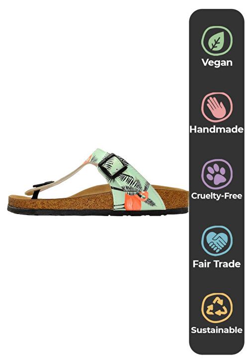 Kadın Vegan Deri Turkuaz Parmak Arası Terlik - Be a Flamingo Tasarım - Görsel 6
