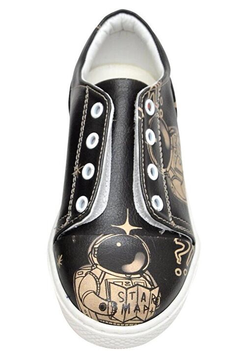 Çocuk Vegan Deri Siyah Bağcıksız Sneakers - Can't Find a Way Tasarım - Görsel 6