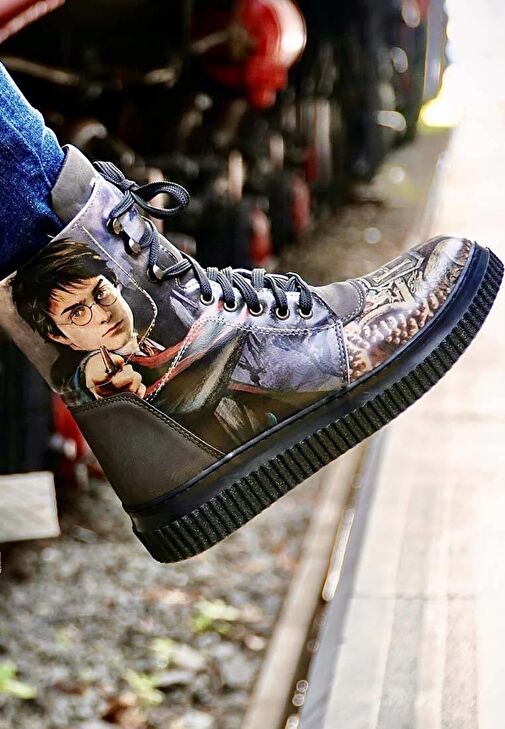 Kadın Vegan Deri Siyah Uzun Bot - Warner Bros Triwizard Tournament Harry Potter Tasarım - Görsel 4