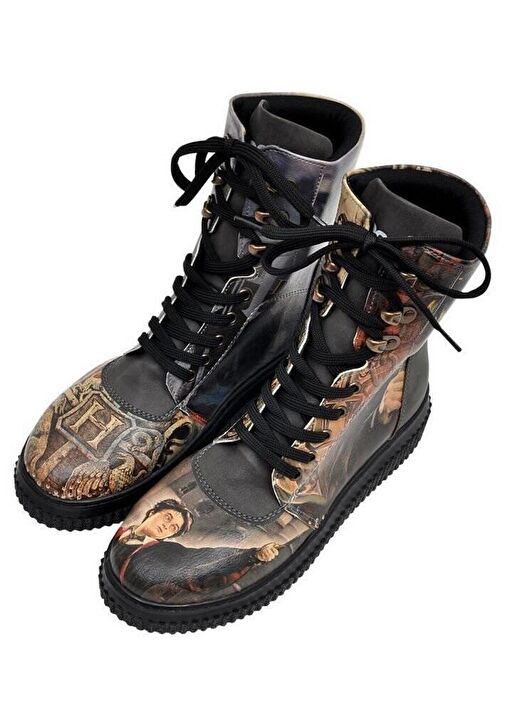 Kadın Vegan Deri Siyah Uzun Bot - Warner Bros Triwizard Tournament Harry Potter Tasarım - Görsel 5