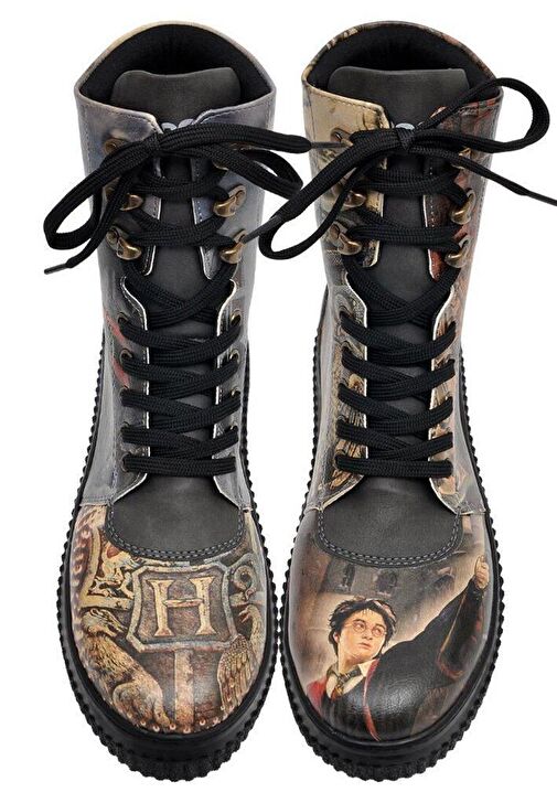 Kadın Vegan Deri Siyah Uzun Bot - Warner Bros Triwizard Tournament Harry Potter Tasarım - Görsel 6