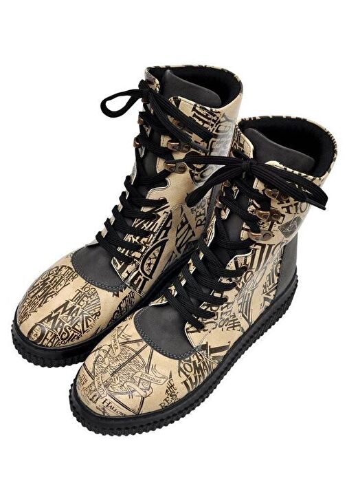 Kadın Vegan Deri Bej Uzun Bot - Warner Bros Deathly Hallows Harry Potter Tasarım - Görsel 3